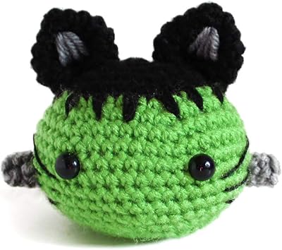 Handmade Crochet Amigurumi Frankenstein Kitty Cat Stress Ball by Geekirumi! | Squeeze Toy Figurine Anxiety Relief Fidget Therapy, Office Desk Decor, Calming Gifts, Emotional Support Plushie, Halloween