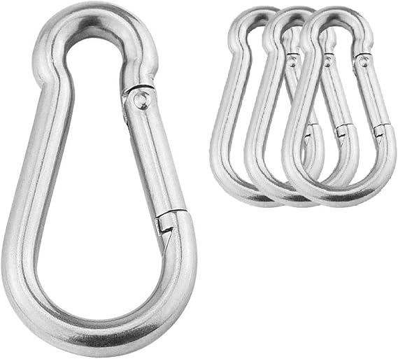 3.1 Inch M8 Steel Spring Snap Hook, Holds to 396lb/180kg (Max) for Gym,Exercise Machine, Heavy Duty Clip Keychainr, Set of 4