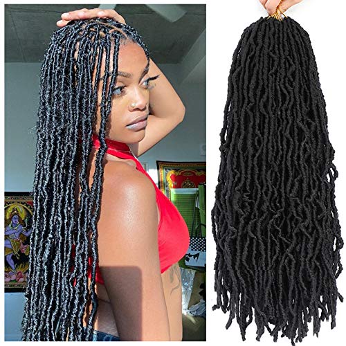 SamBraid 24 Inch 7 Packs New Soft Locs Crochet Hair for Black Women, for Natural Butterfly Locs Style Crochet Hair, Black Curly and Pre -Looped Faux Locs Crochet Hair 24 Inch, 7Packs, 1B