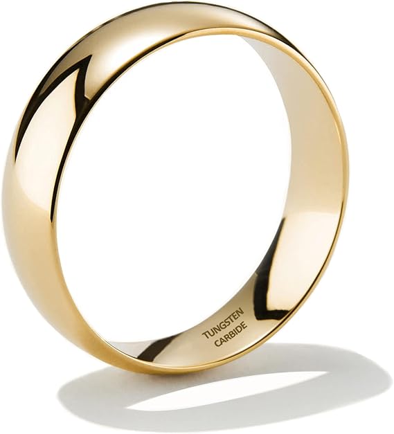 NOKMIT 2mm 4mm 6mm ゴールド結婚指輪 レディース メンズ タングステン 上品なゴールドドームリング 親指ピンキーリング 高光沢仕上げ 変色しない 快適フィット