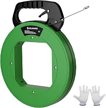 240FT Fish Tape Wire Puller, 1/8-Inch Steel Electrical Fish Tape with Formed Hook, Durable Housing & Ergonomic Handle, Heavy-Duty Wire Fishing Tool for Walls, Conduit & Cable Pulling, Green
