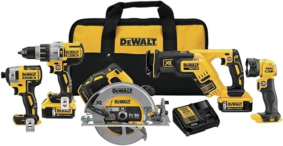 DEWALT 20V MAX XR 5-Tool, 2 Batteries & Charger Included (DCK594P2)