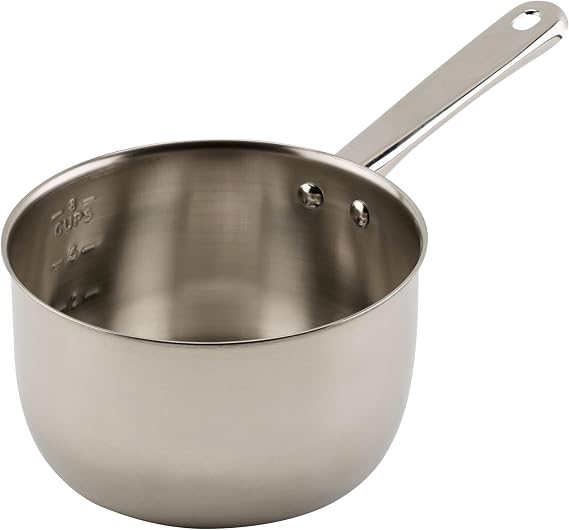Winco SAP-2 Stainless Steel Sauce Pan, 2-Quart,Medium | Heavy-duty, Riveted handle, Hanging hole, Great for Cooking and Food Preparation