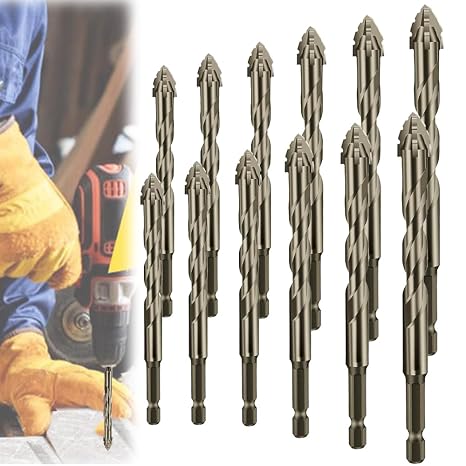 New Four-Flute Sawtooth Eccentric Drill Bit,4 Flute Drill Bit Set,High-Strength Eccentric Twist Drill bit,Serrated Masonry Drill Bits for Metal/Concrete/Glass/Brick/Tile/Wood