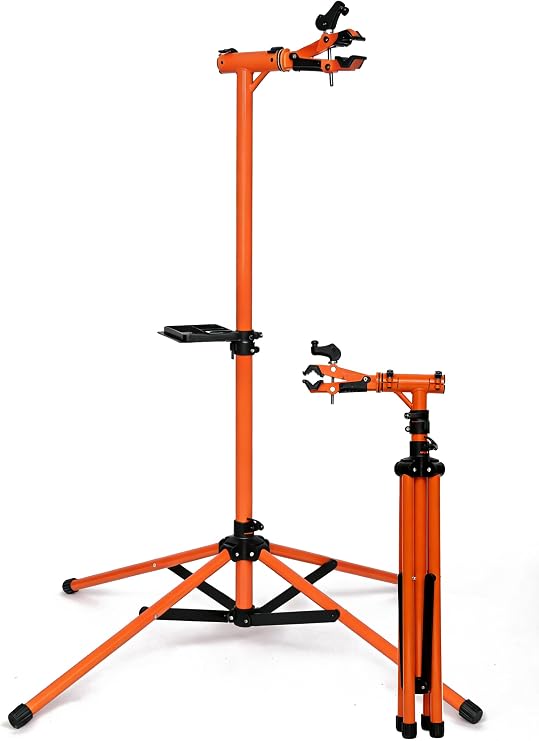 Heavy-duty Adjustable Bike Workstand (Max 275lbs) ,Folding Bicycle Repair Stand for Maintenance (Max-275lbs Shake Test 220lbs RED)