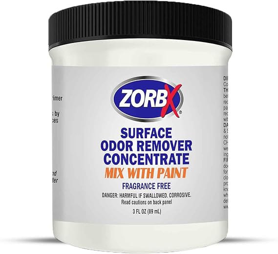 ZORBX 3 Oz Concentrate Surface Odor Remover Paint Additive - Mix 1 Jar in 2 Gallons of Paint for Wall, Ceiling & All Paintable Surface - Helps Remove Odor from Smoke, Mildew, Fire Damage, Cooking, Pet | Mix 1 Jar Into 2 Gallons of Paint Removes Smoke, Fire Damage, Cooking & Musty Odors from Walls & All Paintable Surfaces
