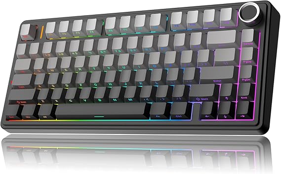 MechLands Aula F75 PRO 75% Wireless Gaming Keyboard, Gasket Mechanical Custom Keyboard with Five-Layer Padding, BT/2.4GHz/USB-C, Hot Swappable, Knob, RGB, Reaper Switches (Gradient Black)