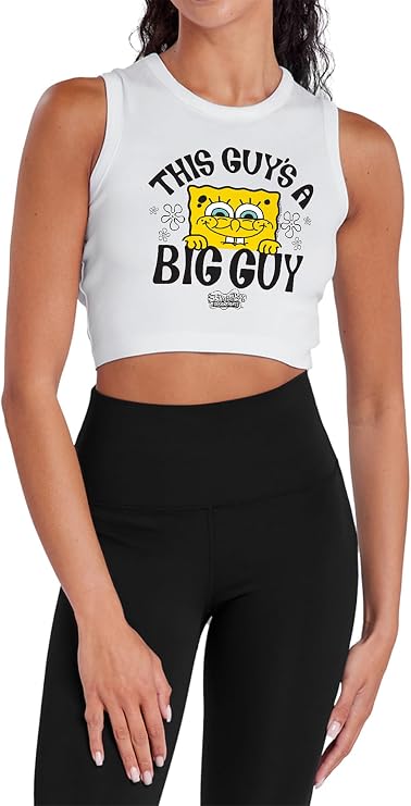 Popfunk Spongebob Squarepants Big Guy Text Lean Women's Sleeveless Crop Top Tank