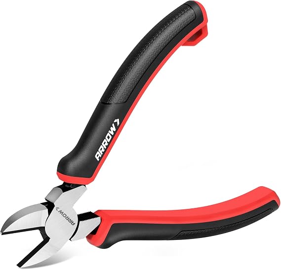ARROW High Leverage Diagonal Pliers, 6 Inch Wire Cutters with TPR Handle