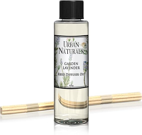 Urban Naturals Garden Lavender Scented Oil Reed Diffuser Refill | Includes a Free Set of Reed Sticks! Calming, Herbal Fragrance 4 oz. Made in the USA