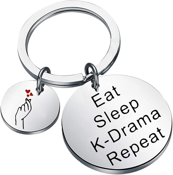 SEIRAA K-Drama Keychain Korean Drama Fan Gift Eat Sleep K-Drama Funny Korean Drama Lovers Jewelry