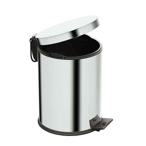 Aqua Bagno Basic Trash Can - 5 L with Pedal, Polished Chrome Stainless