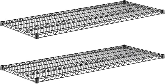 Black 2-Pack 24" x 60" Replacement Shelves for Wire Rack, Additional Wire Shelf for Shelving Units