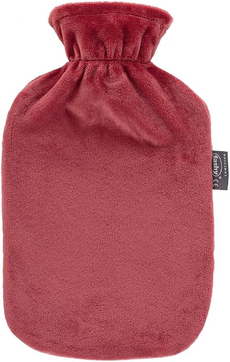 Fashy Hot Water Bottle with Fleece Cover Rust Red 2 L