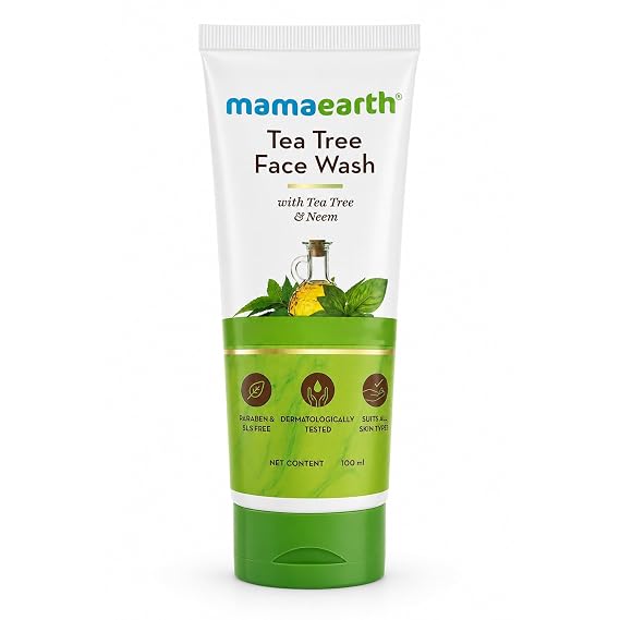 MAMAEARTH Tea Tree Oil Control Face Wash 3.38 Fl Oz (100ml)