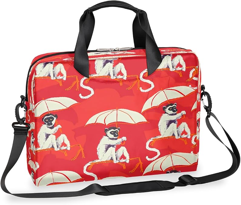 Laptop Bag Chinese Style Monkey Umbrella Laptop Case Sleeve Messenger Bags with Shoulder Strap Briefcase for Laptop 13 14 14.5 15.6 16 in