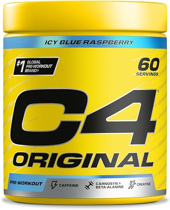 C4 Original Beta Alanine Sports Nutrition Bulk Pre Workout Powder for Men & Women | Best Pre-Workout Energy Drink Supplements | Creatine Monohydrate | Icy Blue Razz | 60 Servings
