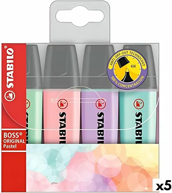 STABILO BOSS 70 Pastell Lichtmarkierungen (4 Stück X 5)
