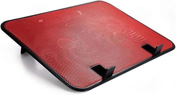 14inch Notebook Cooler 5v Dual Fan USB External Laptop Cooling Pad Slim Stand High Speed Silent Metal Panel Fan, Red