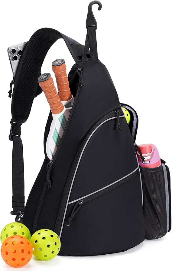 sportsnew Pickleball Bag, Sling Bag with Paddle & Ball Compartments