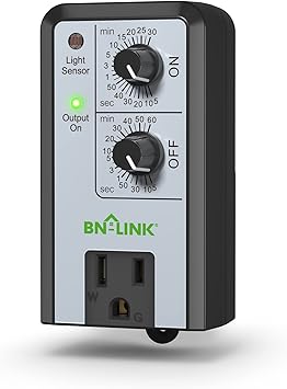 BN-LINK Short Period Repeat Cycle Intermittent Timer, Interval Timer - Day, Night, or 24 Hour Operation, Photocell Light Sensor Dusk to Dawn for Hydroponics Aquaponics Aeroponics