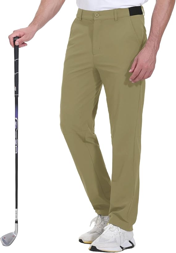 Rdruko Men's Stretch Golf Pants Quick Dry Lightweight Casual Dress Pants with Pockets