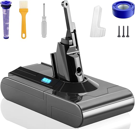75Min Long Lasting V8 Battery for Dyson V8 Vacuum Cleaner | Runs Stably for Long Term Use V8 Replacement Battery with FilterEnough Power to Clean Your Entire Home