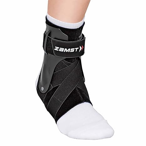 Zamst A2-DX Black Ankle Brace for Sport - Breathable Sports Ankle Support for Men and Women with Guard Stabilizers for High-Grade Ankle Sprain - Left, Large