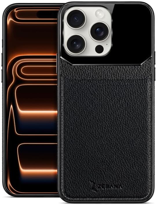 Zebana Apple iPhone 13 Pro Max ile Uyumlu Kılıf Zebana Lens Deri Kılıf Siyah