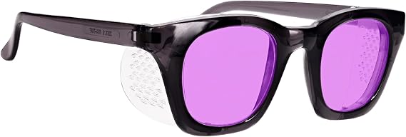 Phillips 202 Lampworking Glasses 70F - Violet Lens for Premium Color Recognition - UV & Sodium Flare Protection - with Permanent Side Shields - Meet ANSI Z87+