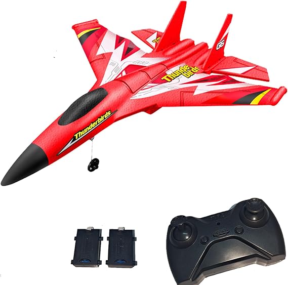 RC Plane,Remote Control Airplane, 2.4GHz 2 Channel Remote Control Plane, with Gyro Night Lights & DIY Stickers,Easy to Fly,RC Glider for Beginners, Adults (Red)