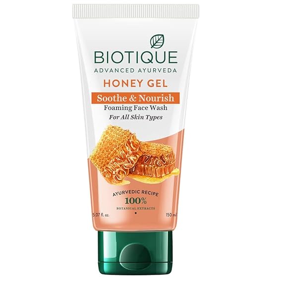 Biotique Bio Honey Gel Refreshing Foaming Face Wash, 150ml/ 5.07 Oz. I All Skin Type I Enriched with Honey Powerful Cleanser, Brightens Complexion, Boosts Skin Tone