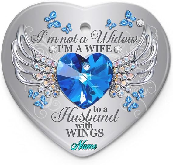 Personalized Butterfly Memorial Gifts Im Not A Widow Ornament Wife to Husband with Wings for Christmas Ceramic Loss of Decorations Among Us Ornaments VER 3, White