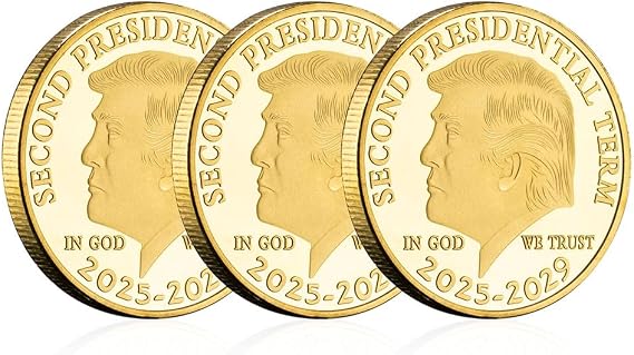 Donald Trump Gold Plated Coin Second Presidential Term 2025-2029 Coins Collections (3 Pieces Gold)