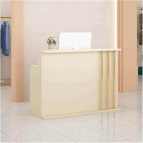 Modern Reception Desk,Retail Commercial Office Desk,Great Space Saver Receptionist Desk,Cashier Counter Workstation for Salon Clothing Store Restaurant(Apricot,L60cm/23.6in)