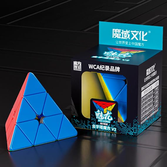 MoYu Cubing Classroom MofangJiaoshi Meilong 3x3 V2 Pyramid Pyraminx Triangle Magic Puzzle cube Twist Toys Stickerless MF8857 + Cube Stand