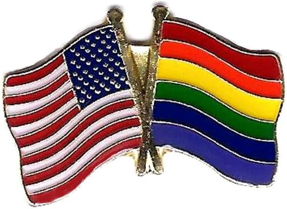 Rainbow/USA Flags Lapel Pin