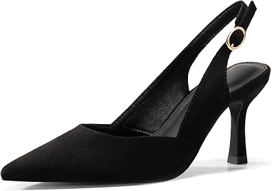Rilista Women's Slingback Kitten Heels Closed Pointed Toe Wedding Party Dress Pumps Shoes