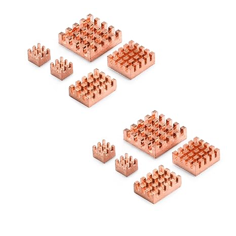 iUniker 10 Pcs Copper Heatsink for Raspberry Pi 5, Pi 5 Cooler, Heatsink with Thermal Conductive Adhensive Tape for CPU/RAM/ RP1/ Ethernet/Power Chip Pi 5 Heatsink