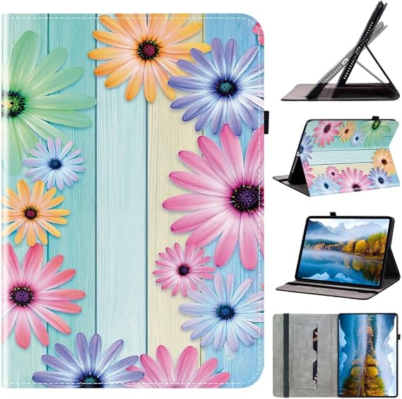 Cute Art Tablet Case with Card Slot and Multi-Angle Stand, Protective Leather Folio Cover for Amazon Fire HD 10 2019/2017 - I