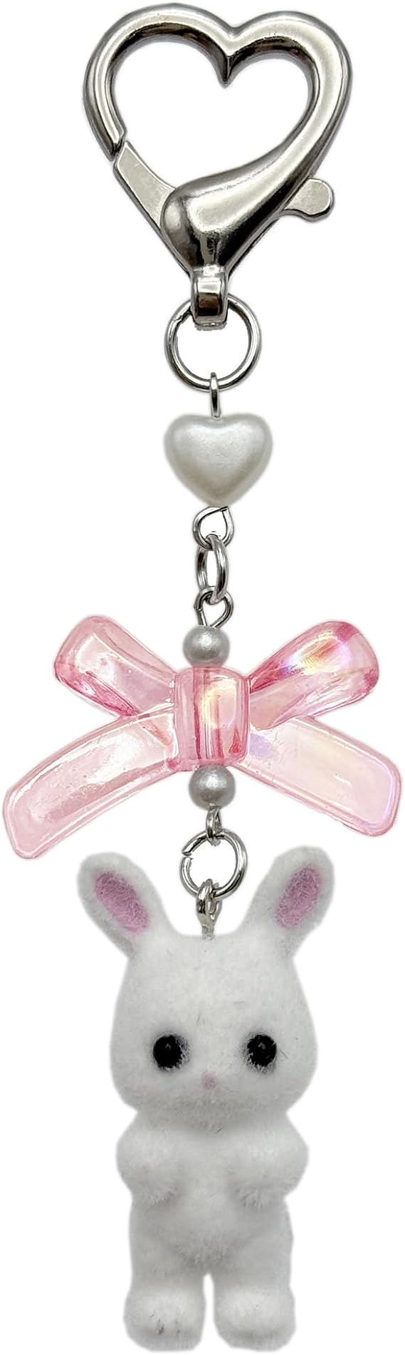Cute Fuzzy rabbit Keychain for Women - Y2K Plush Bow Bag Charm Decor, Kawaii Kitty Pendant Gift for her