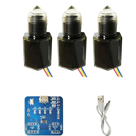 Food Grade FS-IR1902D PNP NC 5 to 24VDC Optical Infrared Water Oil Fuel Fluid Diesel Liquid Level Sensor Switch 500mm Cable High Sensibility(Pack of 3)