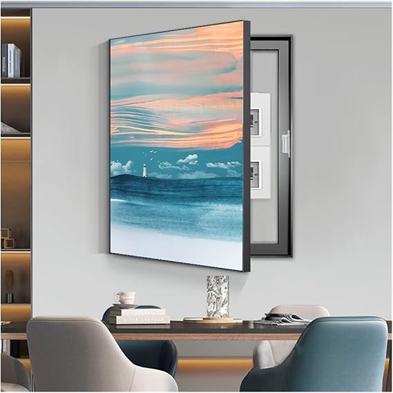 Decorative Electric Meter Cover, Weatherproof Metal Meter Box Enclosure, Rust-Resistant Easy Snap for Outdoor Meters, Customizable Paintings and Size(A,50x60cm/20x24in)