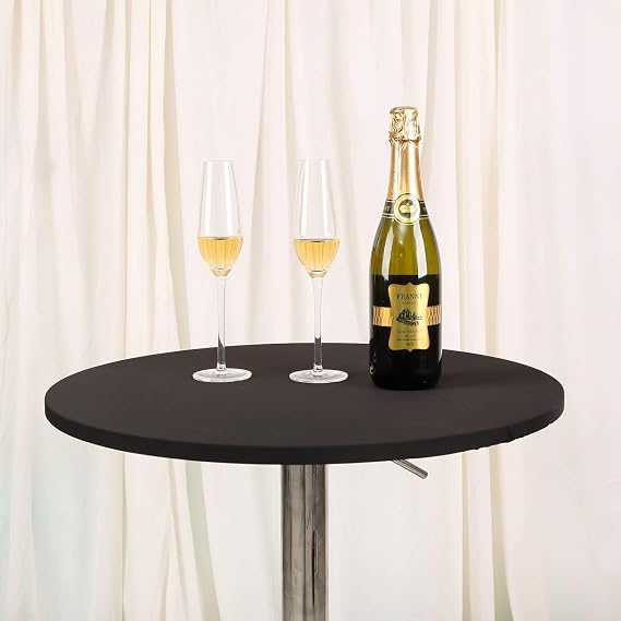 JISEN Cocktail Spandex Round Tablecloth Fitted Stretchable Table Cap 24 Inch A-Black