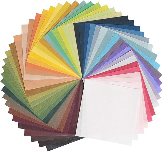 [50 Sheets] Mixed Korean Traditional Mulberry Paper HanJi ( 6 x 6 inches ) | Colored Paper | Folding Handmade Art Design Craft (Mixed Handmade Soonji)