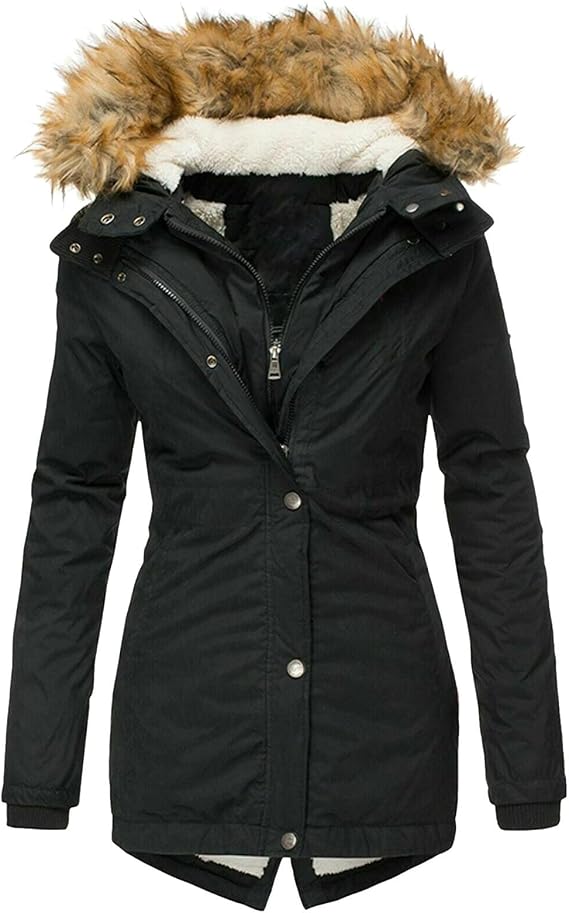 Lolvmvchi Winter Hiking Puffer Coats Jacket with Collar Loose Winter Coat Winter Coats Warm Sherpa Thermal Winter Coats