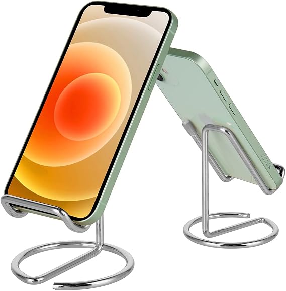 ROPOSY Cell Phone Stand for Desk, Silver Cell Phone Holder Desk Accessories