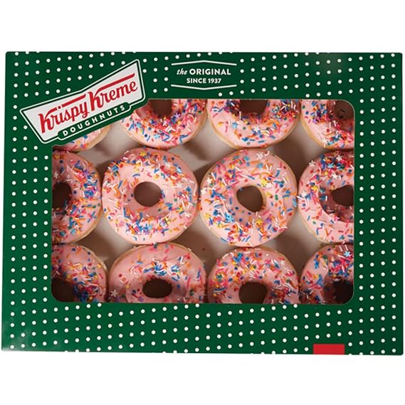 Krispy Kreme Strawberry Iced with Sprinkles Doughnuts Donuts One Dozen