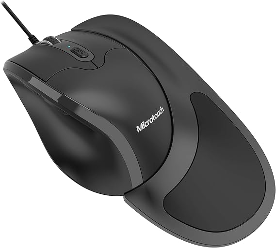 Semi-Vertical Ergonomic Mouse Newtral 3, Wired USB Medium Size, All Buttons Programmable, 1000/1500/2000/2500/3200/4800 DPI, Detachable Magnetic Palm Support Black