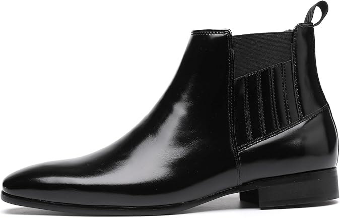 Men's Chelsea Boots Leather Classic Elastic Slip On Chukka Ankle Boots for Men